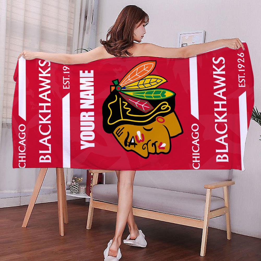 LIMITED EDITION - NEW CUSTOMIZED NHL08 CBH CHICAGO BLACKHAWKS BEACH & BATH TOWEL