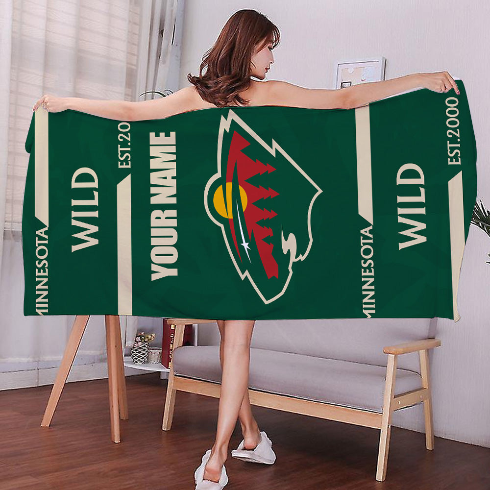 LIMITED EDITION - NEW CUSTOMIZED NHL13 MNW MINNESOTA WILD BEACH & BATH TOWEL