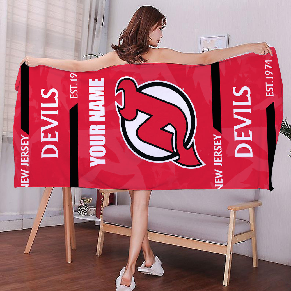 LIMITED EDITION - NEW CUSTOMIZED NHL06 NJD NEW JERSEY DEVILS BEACH & BATH TOWEL