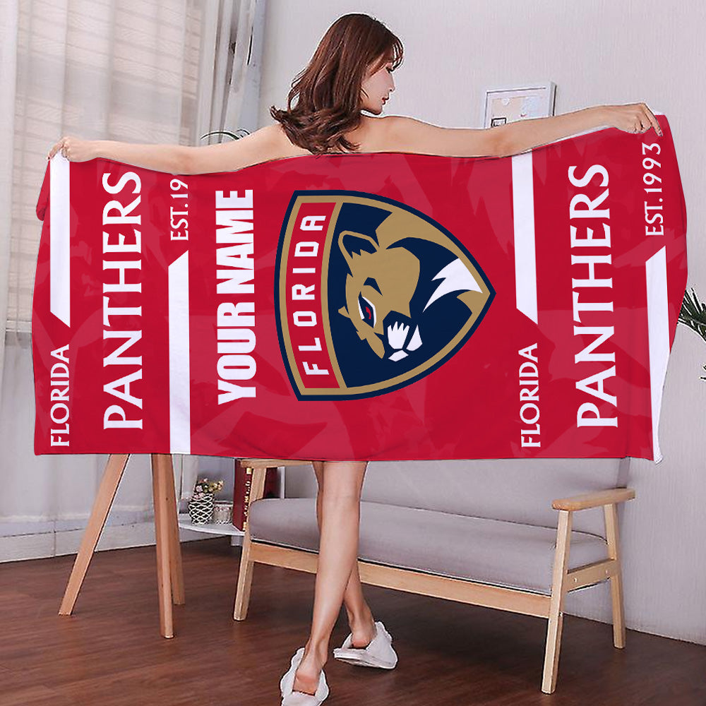 LIMITED EDITION - NEW CUSTOMIZED NHL01 FPT FLORIDA PANTHERS BEACH & BATH TOWEL