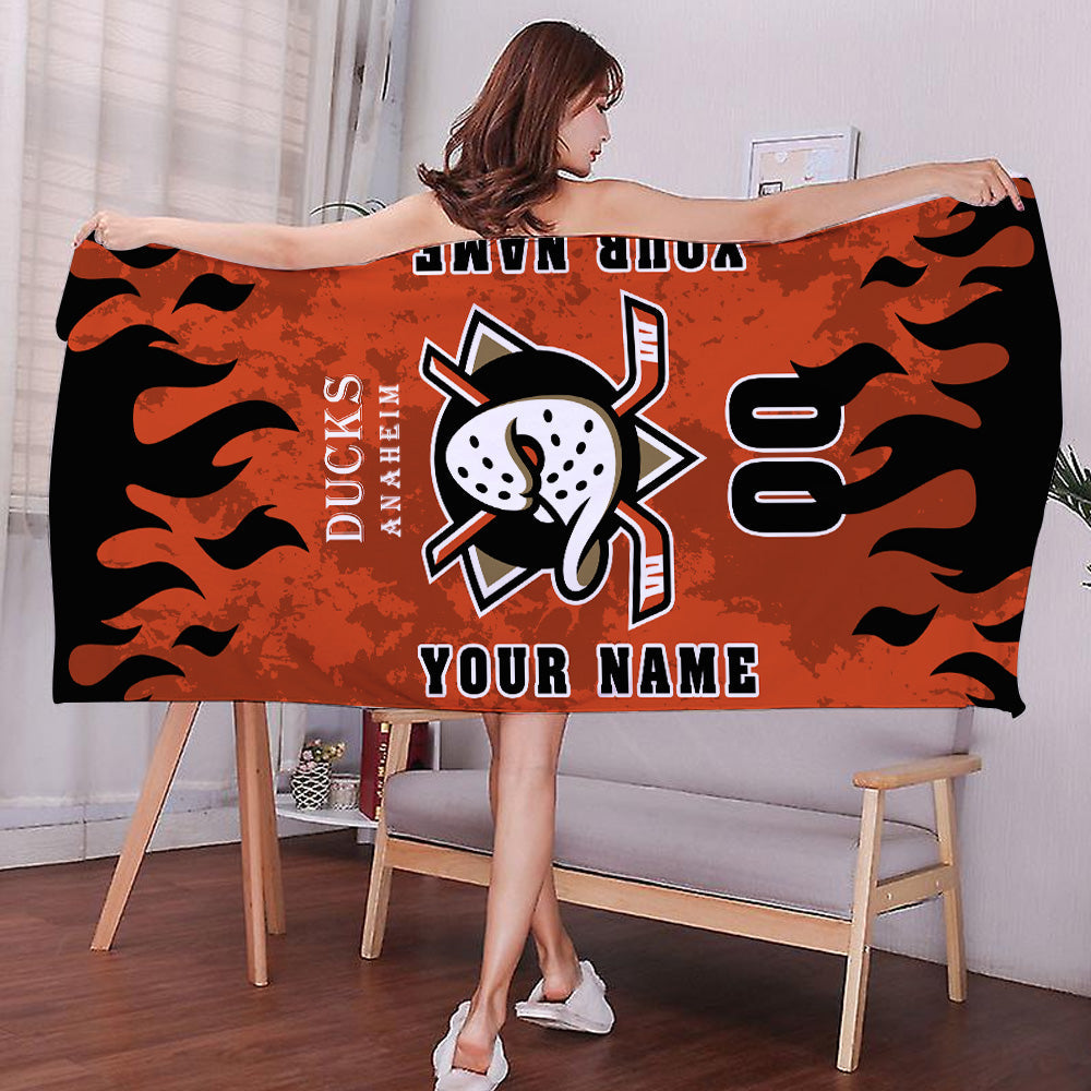 LIMITED EDITION - NEW CUSTOMIZED NHL09 AHD ANAHEIM DUCKS BATH & BEACH TOWEL