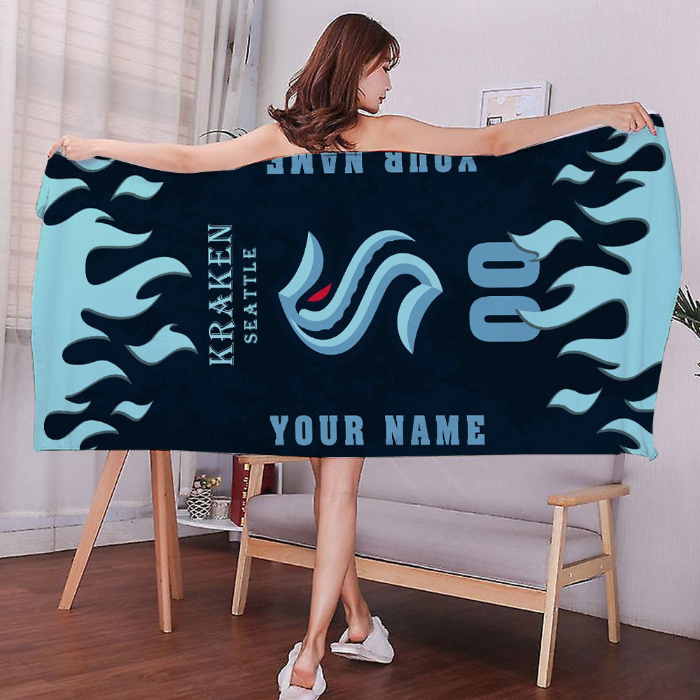 LIMITED EDITION - NEW CUSTOMIZED NHL20 STK SEATTLE KRAKEN BATH & BEACH TOWEL