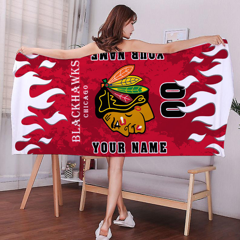 LIMITED EDITION - NEW CUSTOMIZED NHL08 CBH CHICAGO BLACKHAWKS BATH & BEACH TOWEL