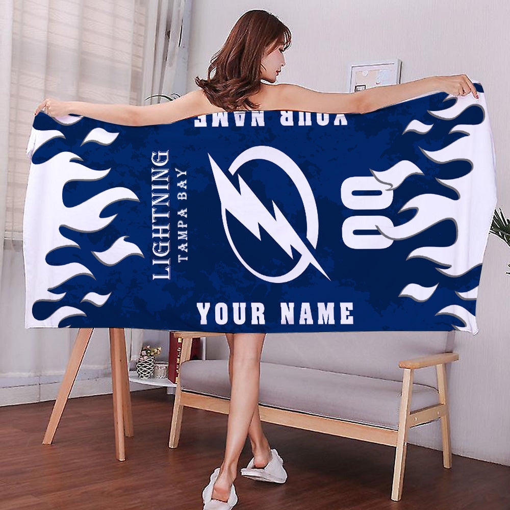 LIMITED EDITION - NEW CUSTOMIZED NHL12 TPL TAMPA BAY LIGHTNING BATH & BEACH TOWEL