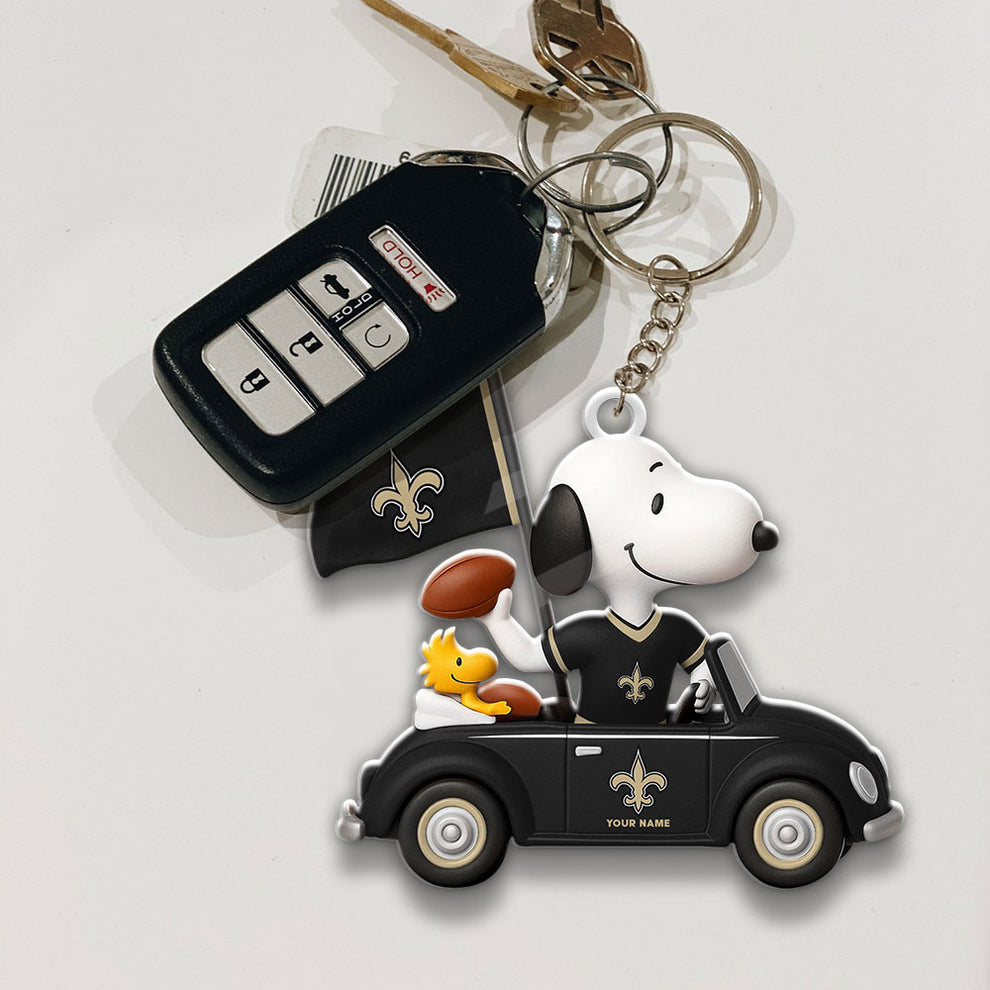 LIMITED EDITION - NEW CUSTOMIZED NFL24 NOS NEW ORLEANS SAINTS SPECIAL CAR SNOOPDOG KEYCHAIN