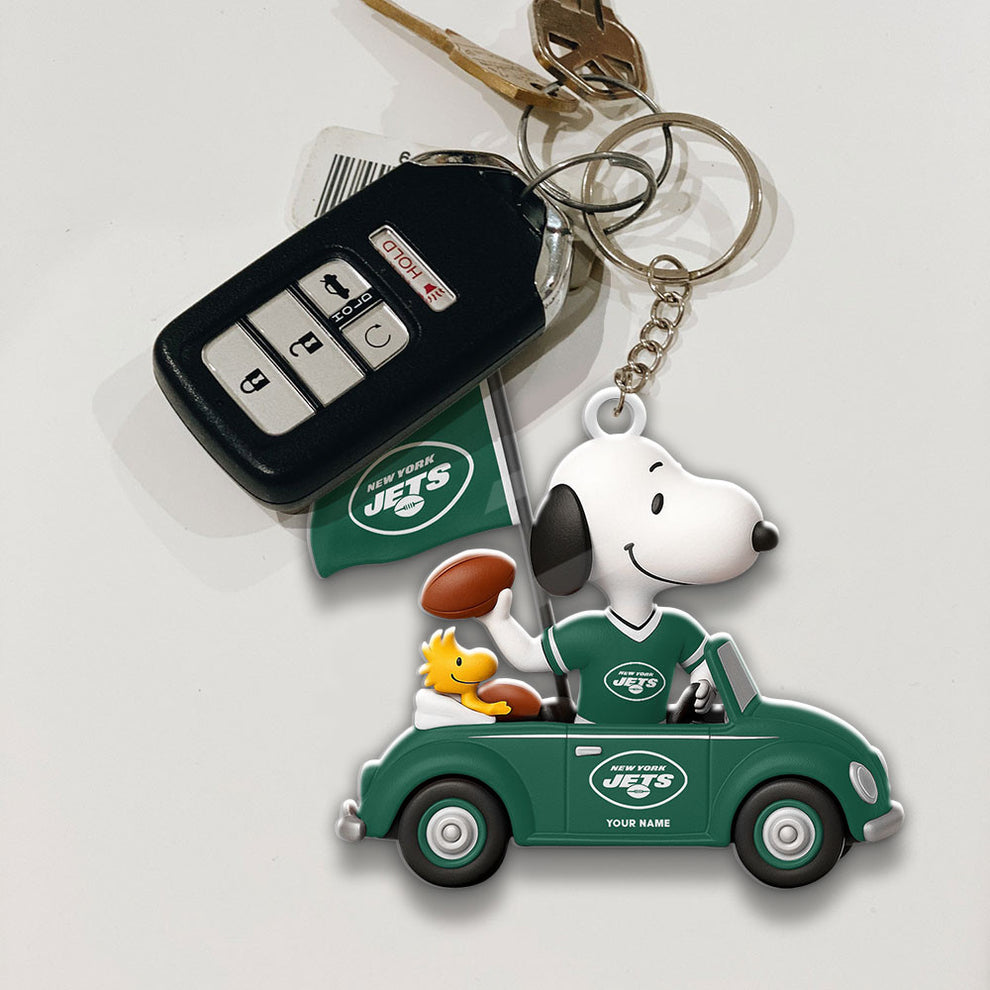 LIMITED EDITION - NEW CUSTOMIZED NFL25 NYJ NEW YORK JETS SPECIAL CAR SNOOPDOG KEYCHAIN