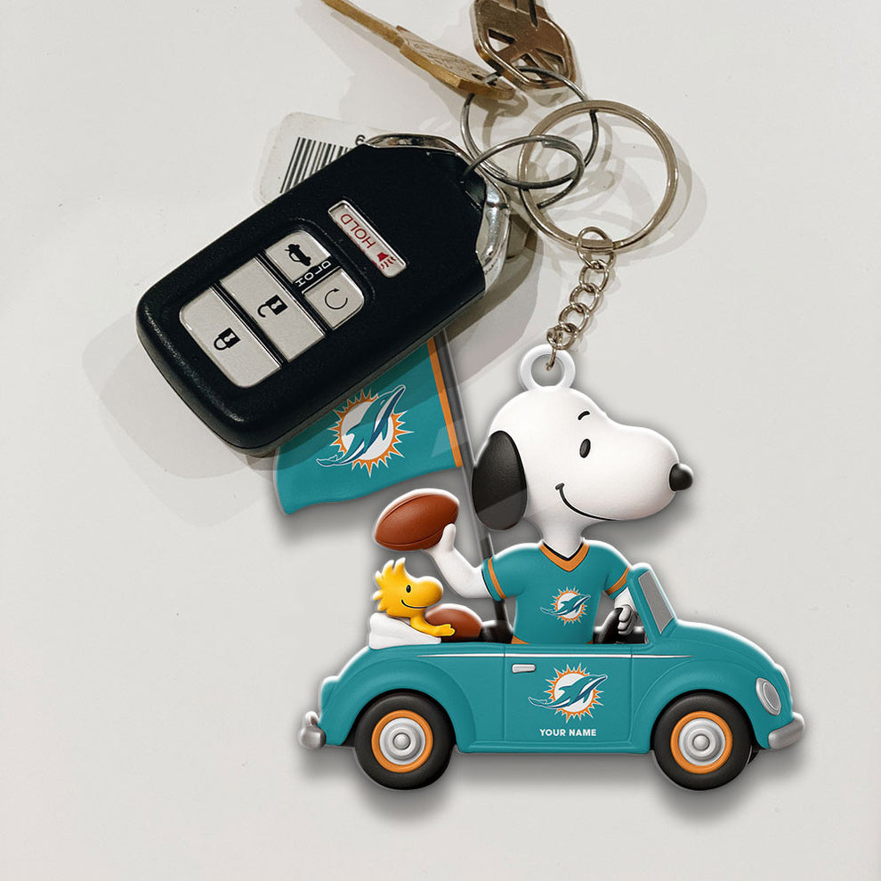 LIMITED EDITION - NEW CUSTOMIZED NFL19 MDP MIAMI DOLPHINS SPECIAL CAR SNOOPDOG KEYCHAIN