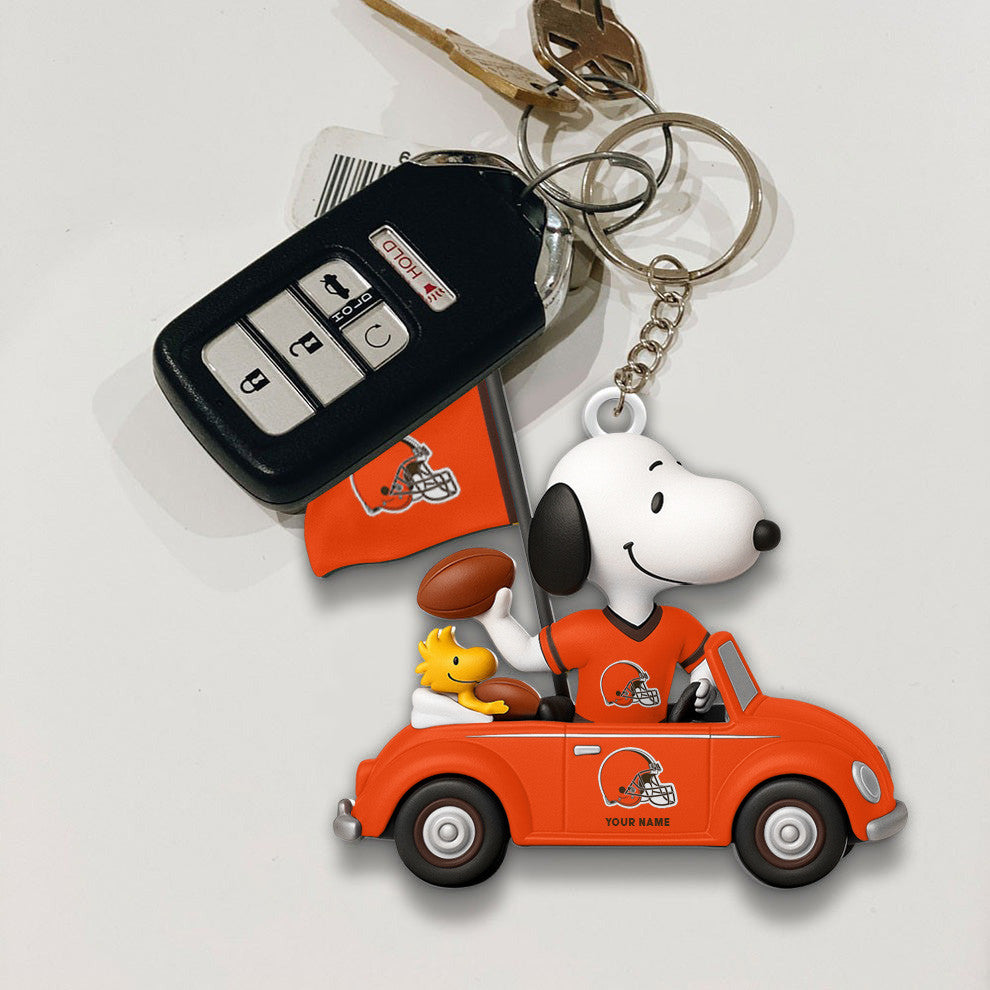 LIMITED EDITION - NEW CUSTOMIZED NFL29 CLB CLEVELAND BROWNS SPECIAL CAR SNOOPDOG KEYCHAIN