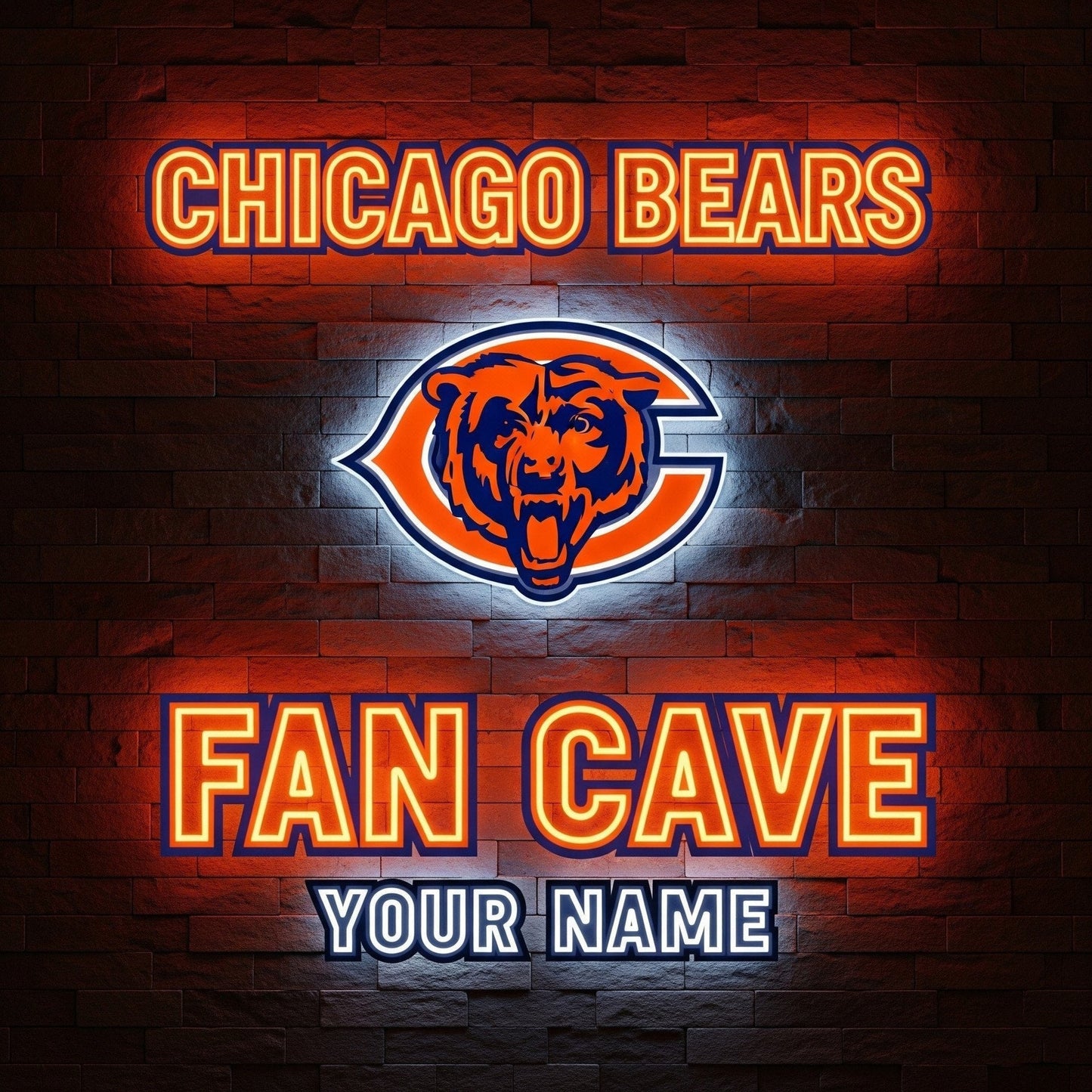 LIMITED EDITION - NEW CUSTOMIZED NFL26 CCB CHICAGO BEARS LED LIGHT WALL DECOR