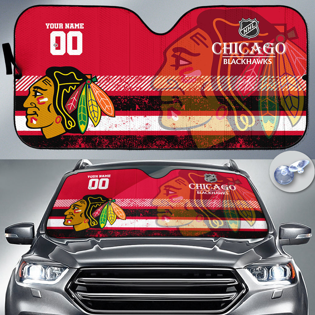LIMITED EDITION - NEW CUSTOMIZED NHL08 CBH CHICAGO BLACKHAWKS AUTO WINDSHIELD SHADE