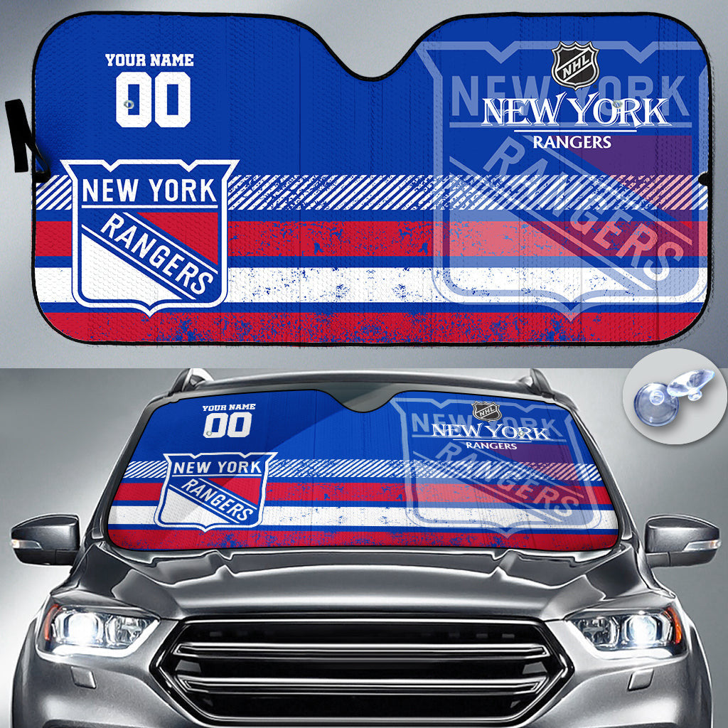 LIMITED EDITION - NEW CUSTOMIZED NHL24 NYR NEW YORK RANGERS AUTO WINDSHIELD SHADE