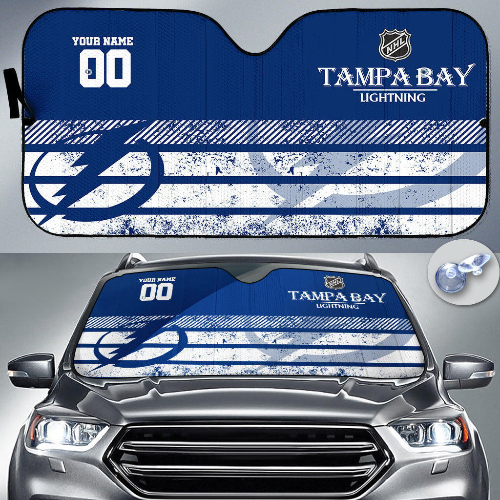 LIMITED EDITION - NEW CUSTOMIZED NHL12 TPL TAMPA BAY LIGHTNING AUTO WINDSHIELD SHADE