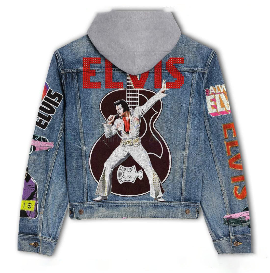 New Premium Elvis Presley Hooded Denim Jacket - EVPLCAO78
