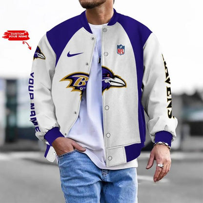 LIMITED EDITION - NEW CUSTOMIZED NFL28 BTR BT RAVENS BASEBALL JACKET, SATIN VARSITY JACKET