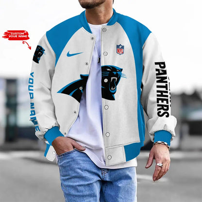 LIMITED EDITION - NEW CUSTOMIZED NFL23 CLP CR PANTHERS BASEBALL JACKET, SATIN VARSITY JACKET