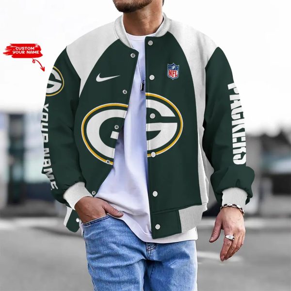 LIMITED EDITION - NEW CUSTOMIZED NFL08 GBP GB PACKERS BASEBALL JACKET, SATIN VARSITY JACKET