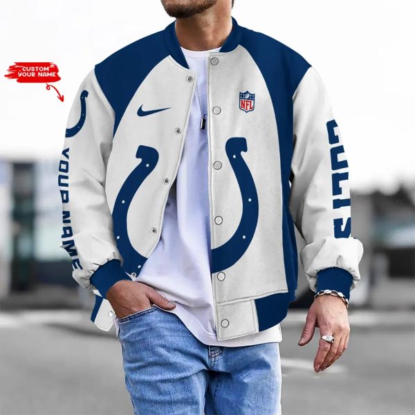 LIMITED EDITION - NEW CUSTOMIZED NFL17 IDC ID COLTS BASEBALL JACKET, SATIN VARSITY JACKET