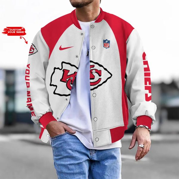 LIMITED EDITION - NEW CUSTOMIZED NFL01 KCC KC CHIEFS BASEBALL JACKET, SATIN VARSITY JACKETBASEBALL JACKET