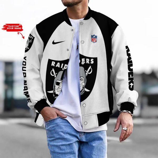 LIMITED EDITION - NEW CUSTOMIZED NFL07 LVR LV RAIDERS BASEBALL JACKET, SATIN VARSITY JACKET