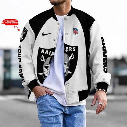 LIMITED EDITION - NEW CUSTOMIZED NFL07 LVR LV RAIDERS BASEBALL JACKET, SATIN VARSITY JACKET