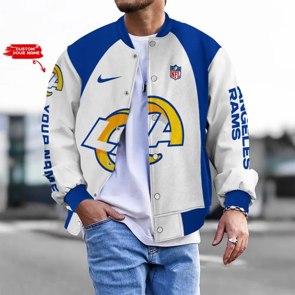 LIMITED EDITION - NEW CUSTOMIZED NFL22 LAR LA RAMS BASEBALL JACKET, SATIN VARSITY JACKET