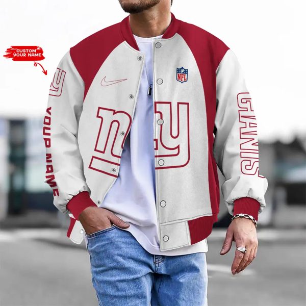 LIMITED EDITION - NEW CUSTOMIZED NFL32 NYG  NY GIANTS BASEBALL JACKET, SATIN VARSITY JACKET