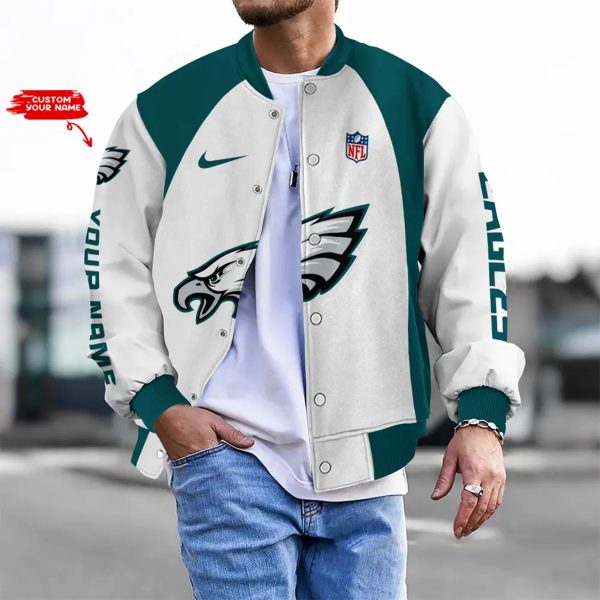 LIMITED EDITION - NEW CUSTOMIZED NFL02 PPE PP EAGLES BASEBALL JACKET, SATIN VARSITY JACKET