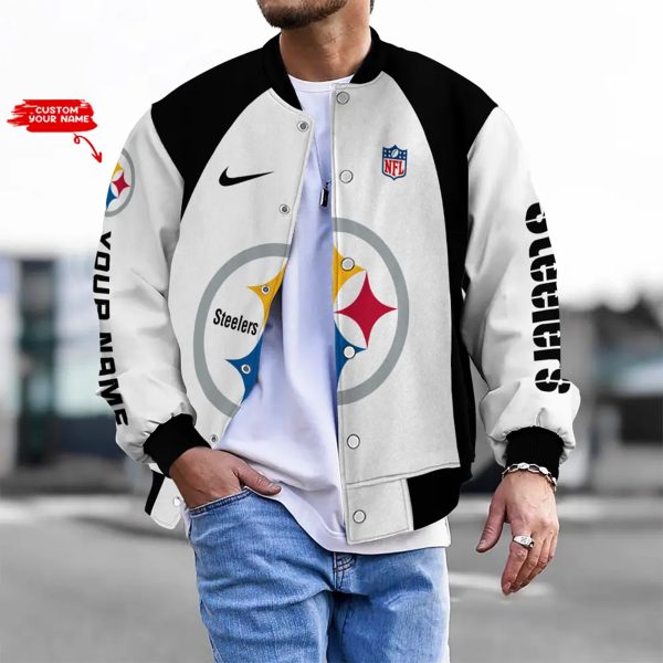 LIMITED EDITION - NEW CUSTOMIZED NFL14 PSB PB STEELERS BASEBALL JACKET, SATIN VARSITY JACKET