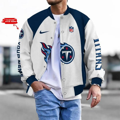 LIMITED EDITION - NEW CUSTOMIZED NFL31 TST TN TITANS BASEBALL JACKET, SATIN VARSITY JACKET