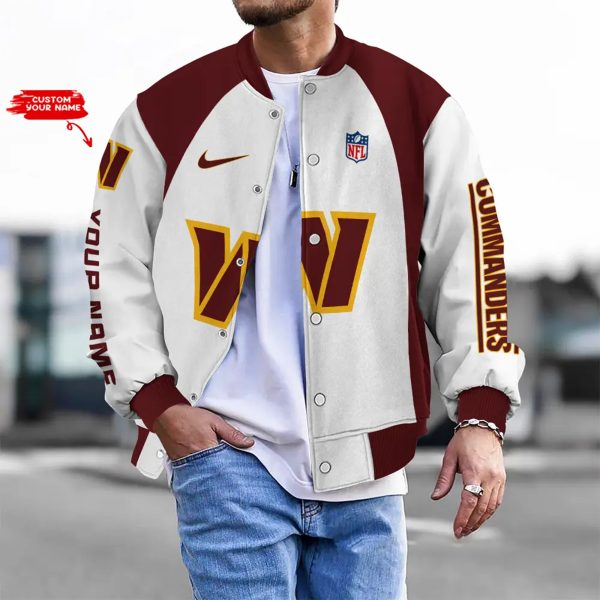 LIMITED EDITION - NEW CUSTOMIZED NFL12 WTC WS COMMANDERS BASEBALL JACKET, SATIN VARSITY JACKET