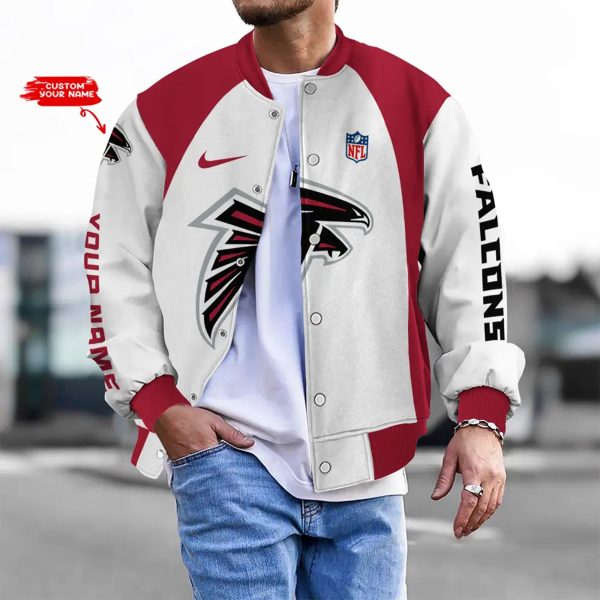 LIMITED EDITION - NEW CUSTOMIZED NFL18 ATF AT FALCONS BASEBALL JACKET, SATIN VARSITY JACKET