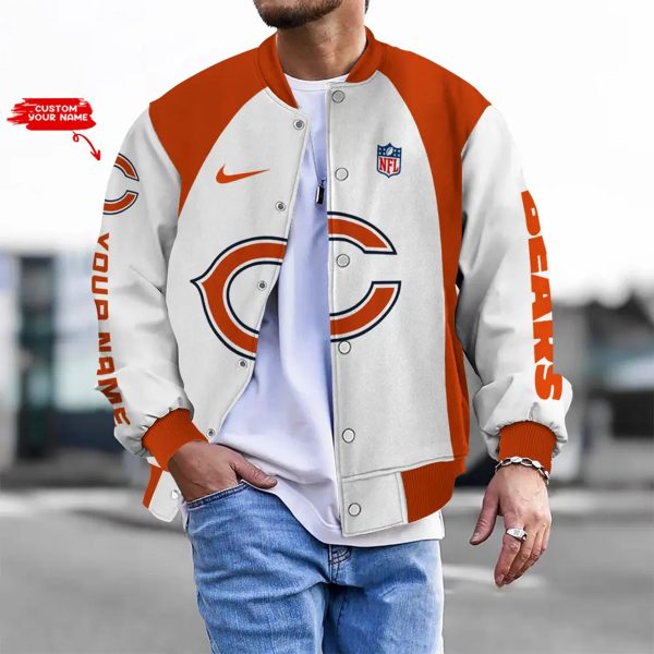 LIMITED EDITION - NEW CUSTOMIZED NFL26 CCB CH BEARS BASEBALL JACKET, SATIN VARSITY JACKET