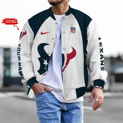 LIMITED EDITION - NEW CUSTOMIZED NFL15 HTT HT TEXANS BASEBALL JACKET, SATIN VARSITY JACKET