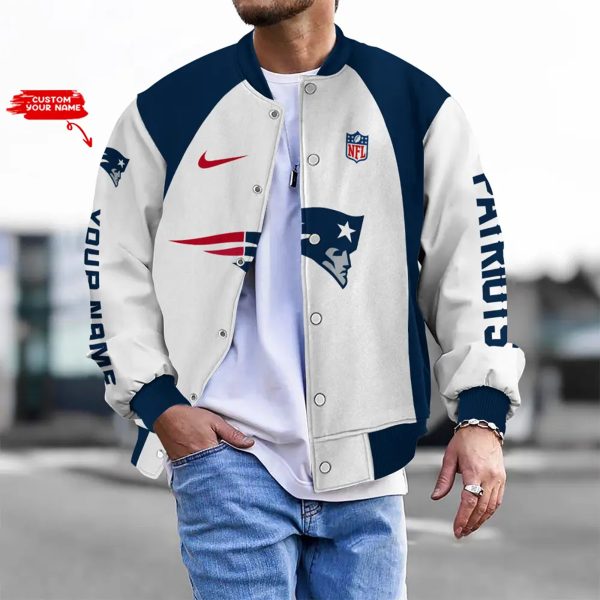 LIMITED EDITION - NEW CUSTOMIZED NFL27 NE PATRIOTS BASEBALL JACKET, SATIN VARSITY JACKET