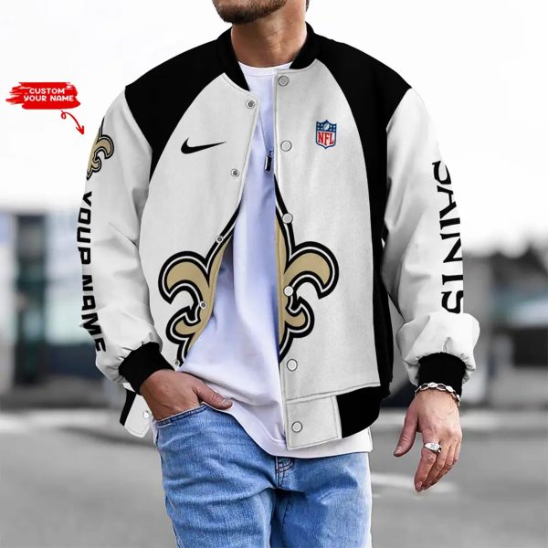 LIMITED EDITION - NEW CUSTOMIZED NFL24 NOS NO SAINTS BASEBALL JACKET, SATIN VARSITY JACKET