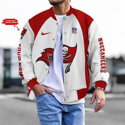 LIMITED EDITION - NEW CUSTOMIZED NFL10 TBB TB BUCCANEERS BASEBALL JACKET, SATIN VARSITY JACKET