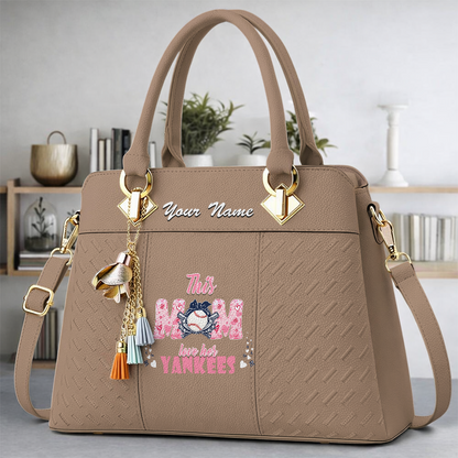 LIMITED EDITION - NEW CUSTOMIZED MLB01 NYY NEW YORK YANKEES ZIP HANDBAG MULTICOLOR