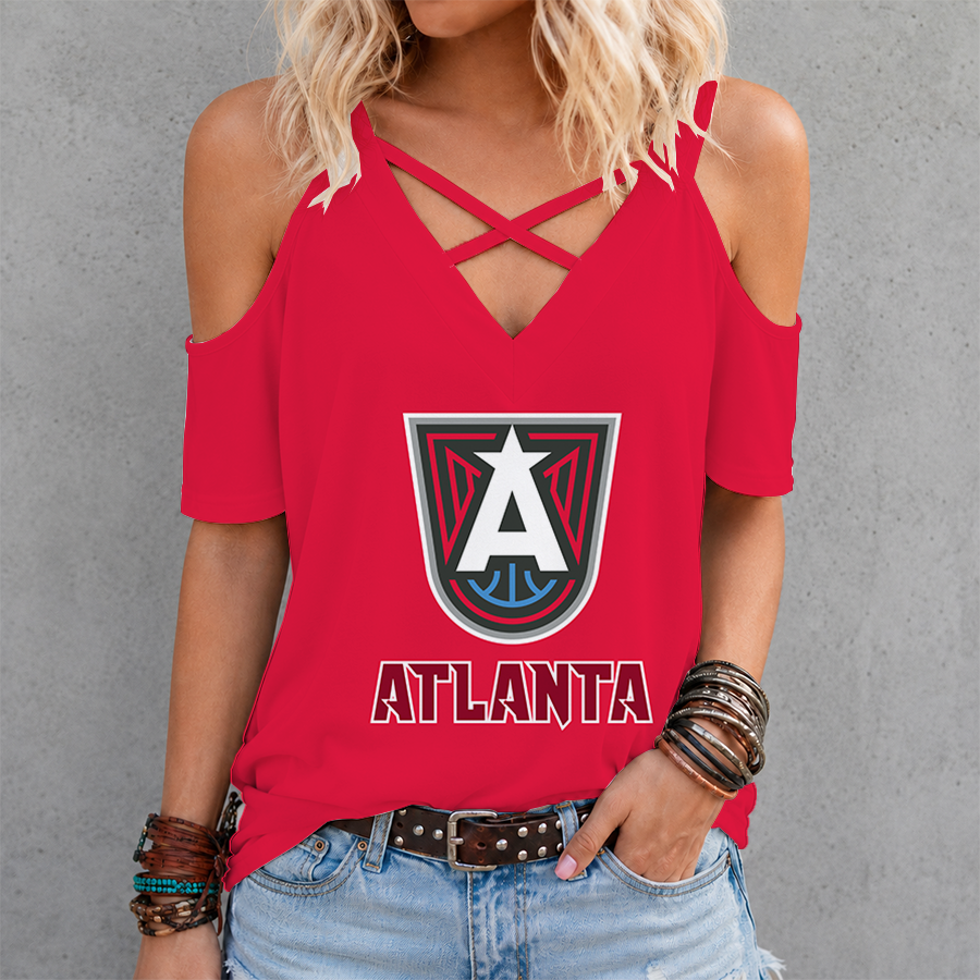 [FAN FAVORITE] NEW CUSTOMIZED WNBA01 ALD ATLANTA DREAM CRISS CROSS V-NECK TOP