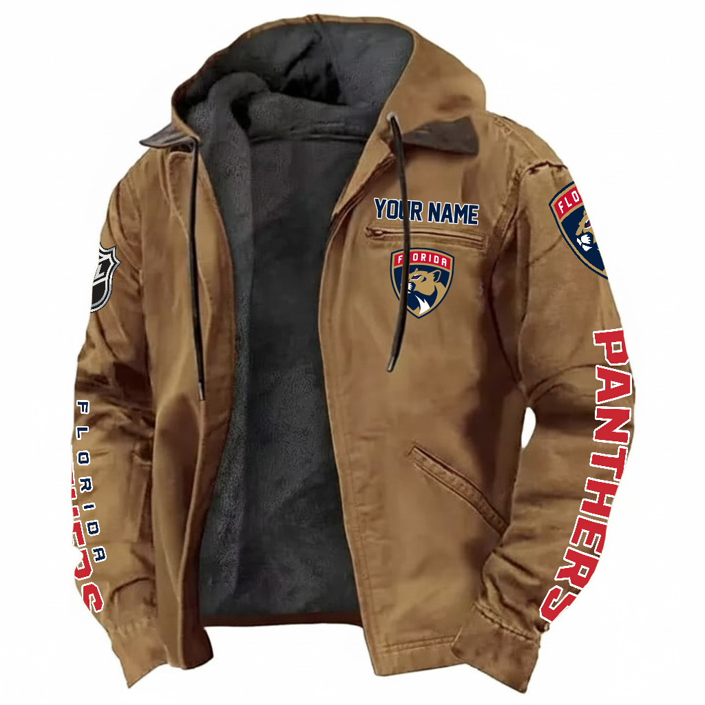 LIMITED EDITION - NEW CUSTOMIZED NHL01 FPT FLORIDA PANTHERS HOODED CARDIGAN JACKET