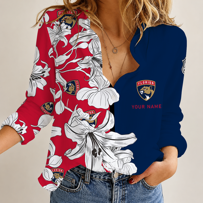 [SUPER SALE] NEW CUSTOMIZED NHL01 FPT FLORIDA PANTHERS WOMEN CASUAL SHIRT