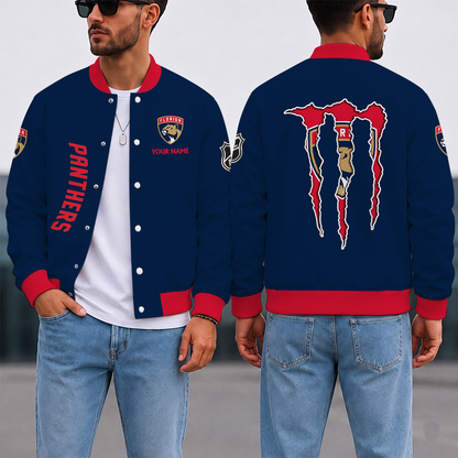 EXCLUSIVE EDITION - NEW CUSTOMIZED NHL01 FPT FLORIDA PANTHERS SATIN VARSITY JACKET & BASEBALL JACKET