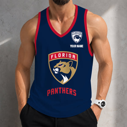 LIMITED EDITION - NEW CUSTOMIZED NHL01 FPT FLORIDA PANTHERS MEN'S TANK TOP