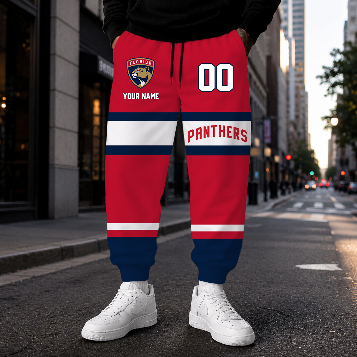 VIRAL EDITION - NEW CUSTOMIZED NHL01 FPT FLORIDA PANTHERS SWEATPANTS
