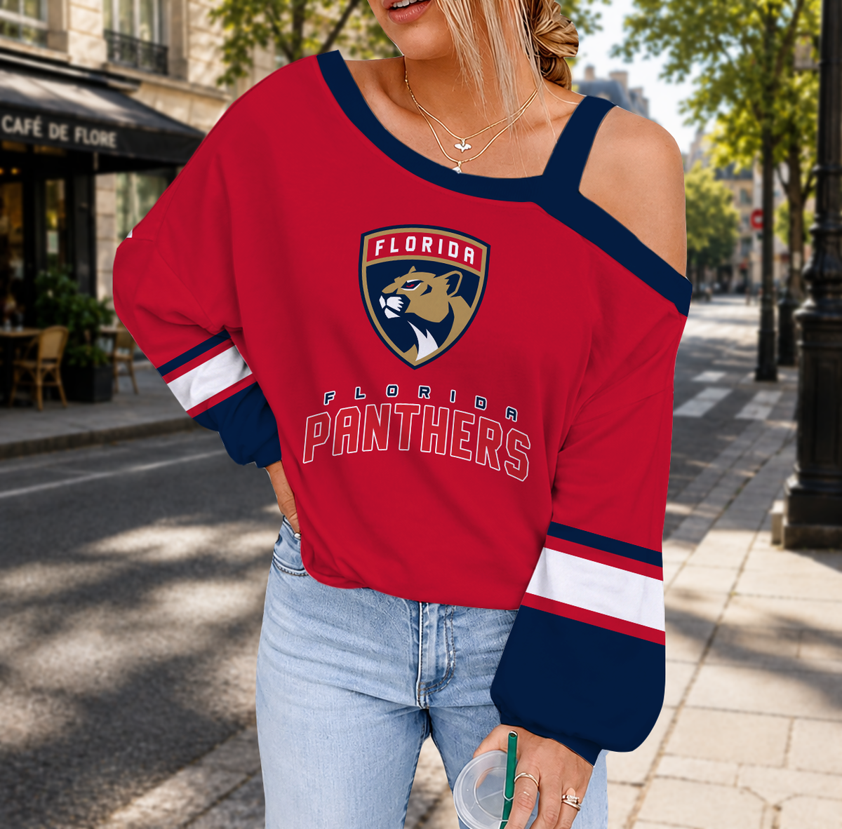 EXCLUSIVE EDITION - NEW CUSTOMIZED NHL01 FPT FLORIDA PANTHERS DROP SHOULDER SWEATSHIRT
