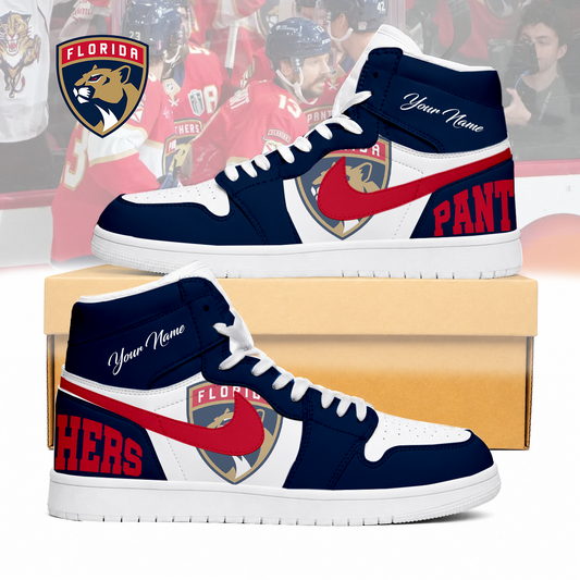 LIMITED EDITION - NEW CUSTOMIZED NHL01 FPT FLORIDA PANTHERS AIR JORDAN SNEAKERS