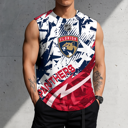 LIMITED EDITION - NEW CUSTOMIZED NHL01 FPT FLORIDA PANTHERS TANK TOP & GYM SHIRT