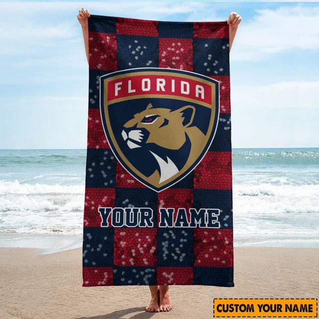 LIMITED EDITION - NEW CUSTOMIZED NHL01 FPT FLORIDA PANTHERS BEACH TOWEL FOR FAN