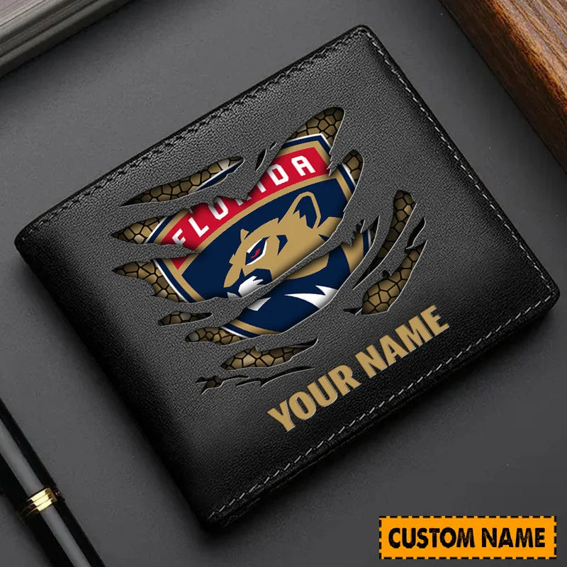 LIMITED EDITION - NEW CUSTOMIZED NHL01 FPT FLORIDA PANTHERS LEATHER WALLET