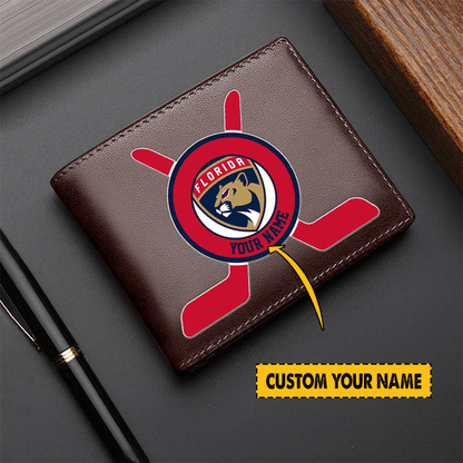 LIMITED EDITION - NEW CUSTOMIZED NHL01 FPT FLORIDA PANTHERS LEATHER WALLET