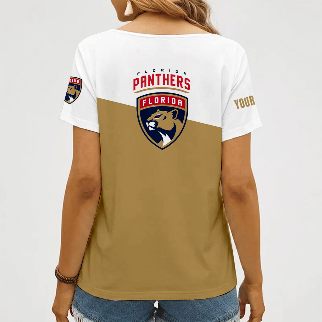 [SUPER SALE] NEW CUSTOMIZED NHL01 FPT FLORIDA PANTHERS V-NECK FEMALE SHIRT